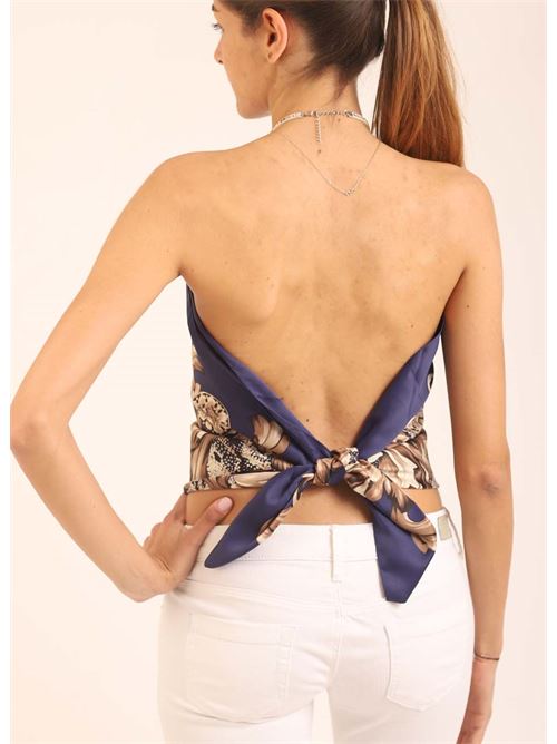 Blue and python pattern top with open back Art Tricot | TOPNODO1BLUPITONE